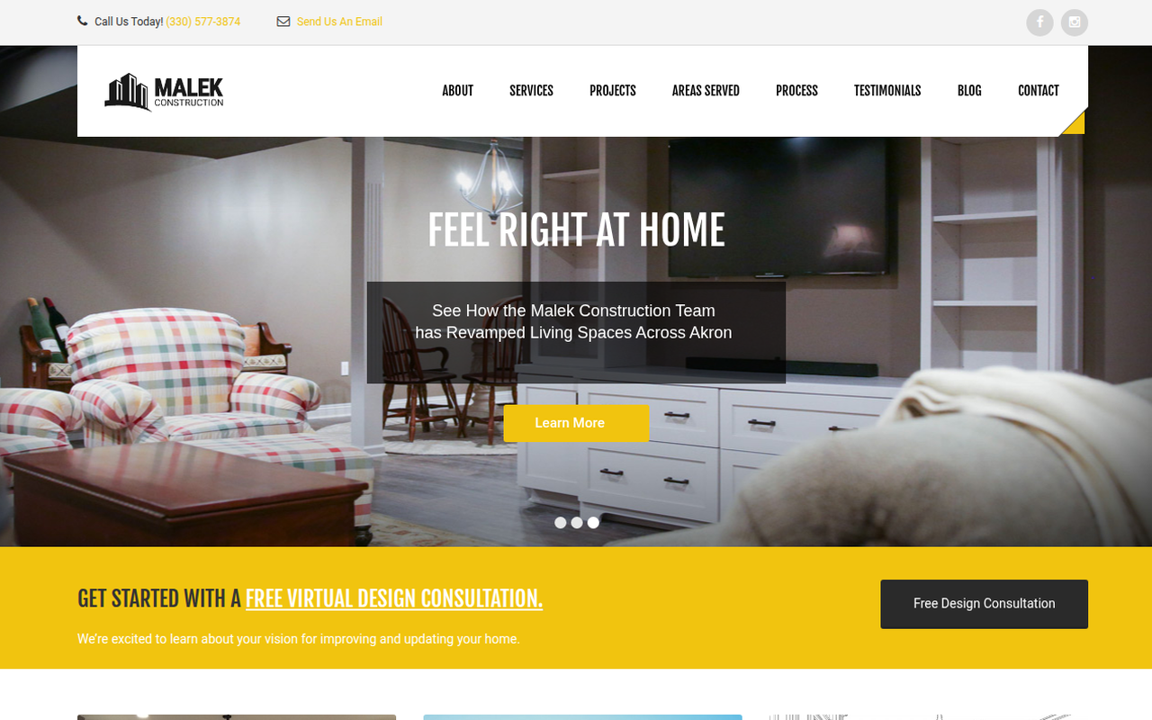 Malek Construction — Leadtek client site