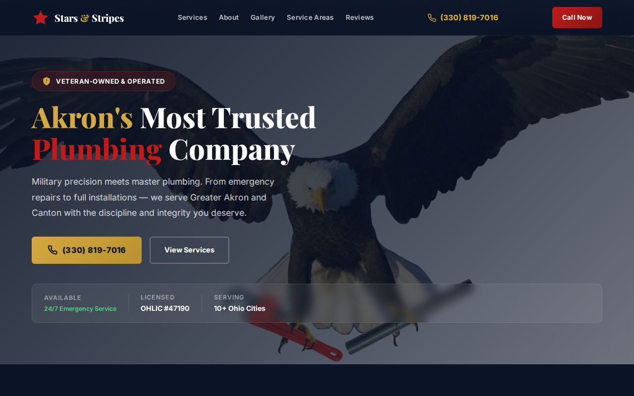 Stars & Stripes Plumbing — Leadtek client site
